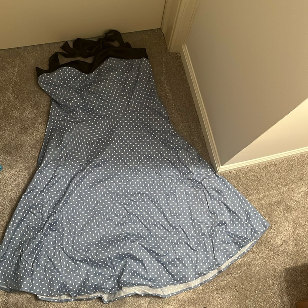 Dress Teller from Amazon, plus with white polka dots and black accents, XL